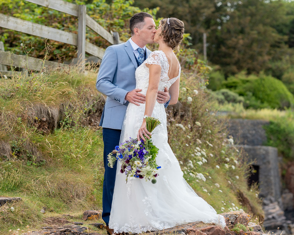Bride and Groom portrait at the Berry Head Hotel in Brixham