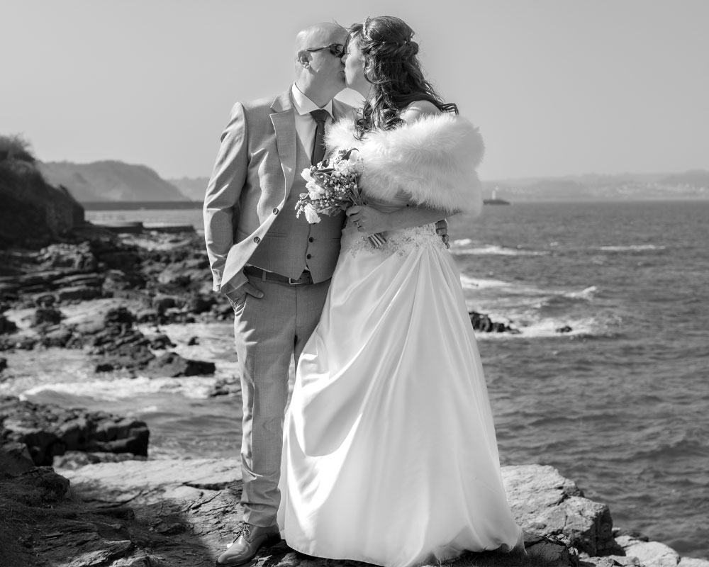 Bride and Groom at the Berry Head Hotel, Brixham, Devon.